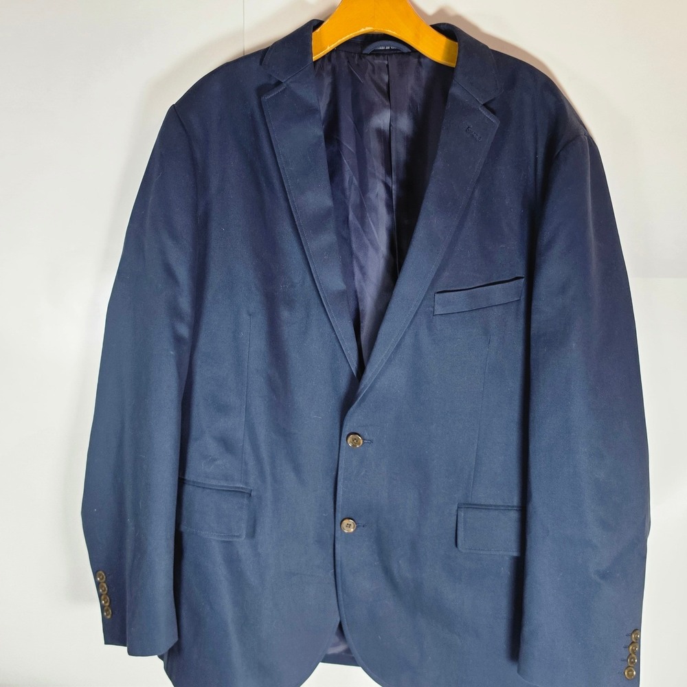 Lands End Blazer Mens 46R Navy Blue 100% Cotton Classic Traditional Fit Jacket